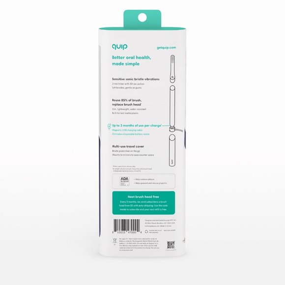 Quip Adult Electric Rechargeable Toothbrush, Midnight, 1 Ct - Picture 3 of 7